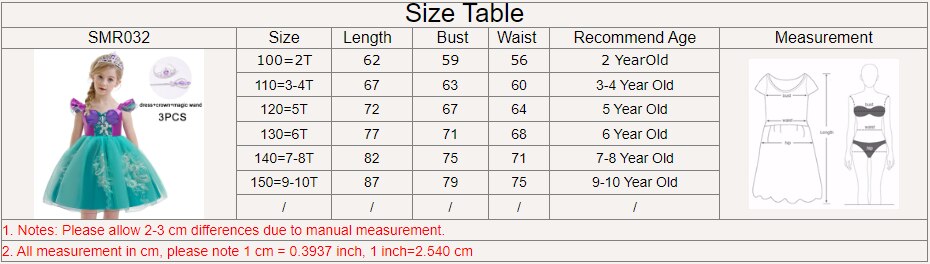3pcs Mermaid Princess Dress for Girls 2Y-10Y