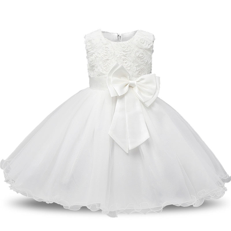 Floral Princess Dress with Bow for Girls 2Y-12Y