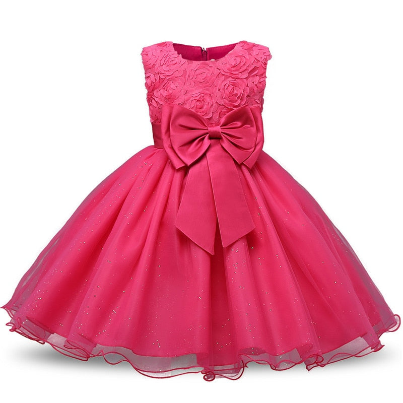 Floral Princess Dress with Bow for Girls 2Y-12Y
