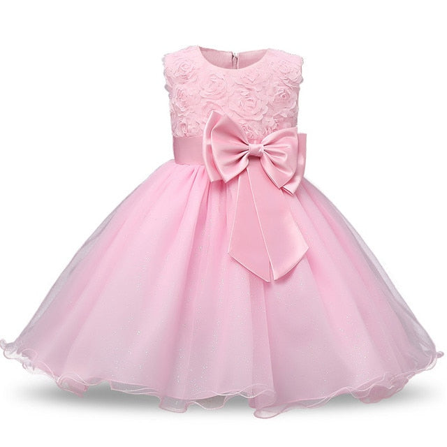 Floral Princess Dress with Bow for Girls 2Y-12Y
