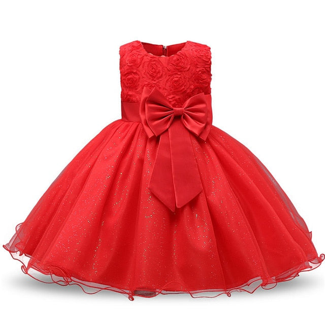 Floral Princess Dress with Bow for Girls 2Y-12Y