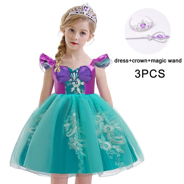 3pcs Mermaid Princess Dress for Girls 2Y-10Y