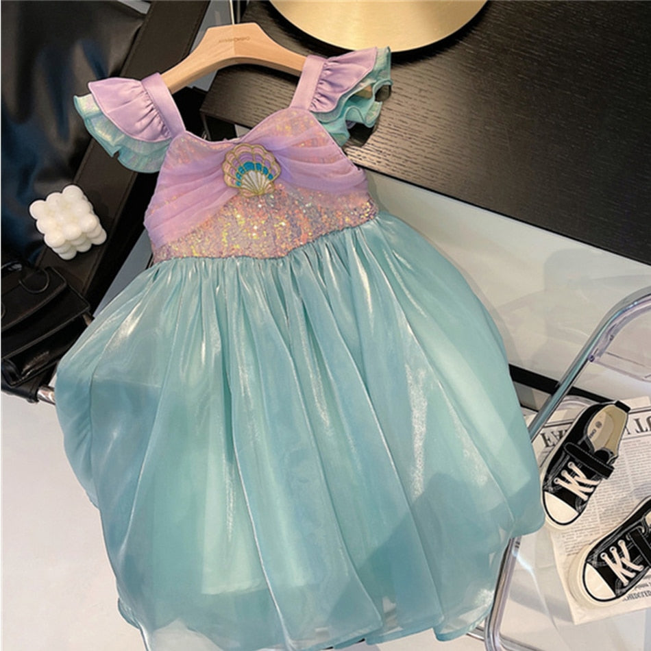 Mermaid Seashell Princess Dress Set 2Y-8Y