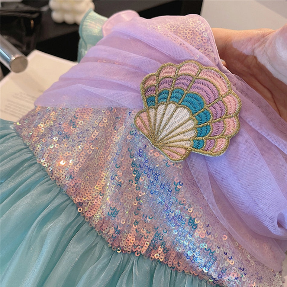 Mermaid Seashell Princess Dress Set 2Y-8Y