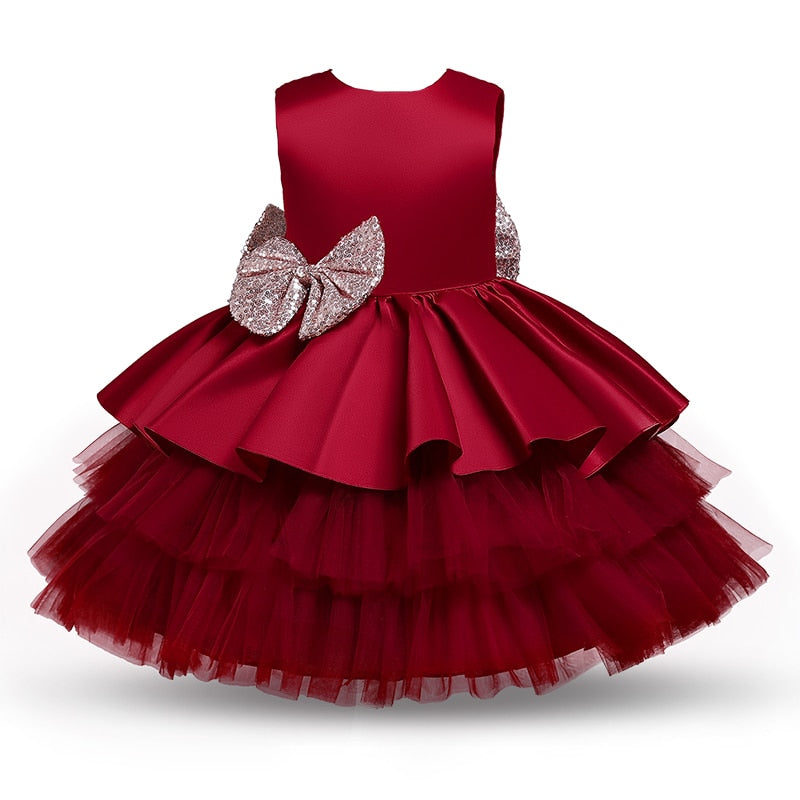 Glitter Bow Tulle Princess Dress 3M-5Y