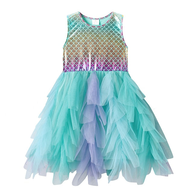 Mermaid Summer Dress for Girls 3Y-8Y